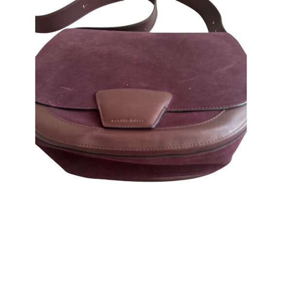 GERARD DAREL Purple Leather Suede Large Crossbody Saddle Handbag - Picture 10 of 13